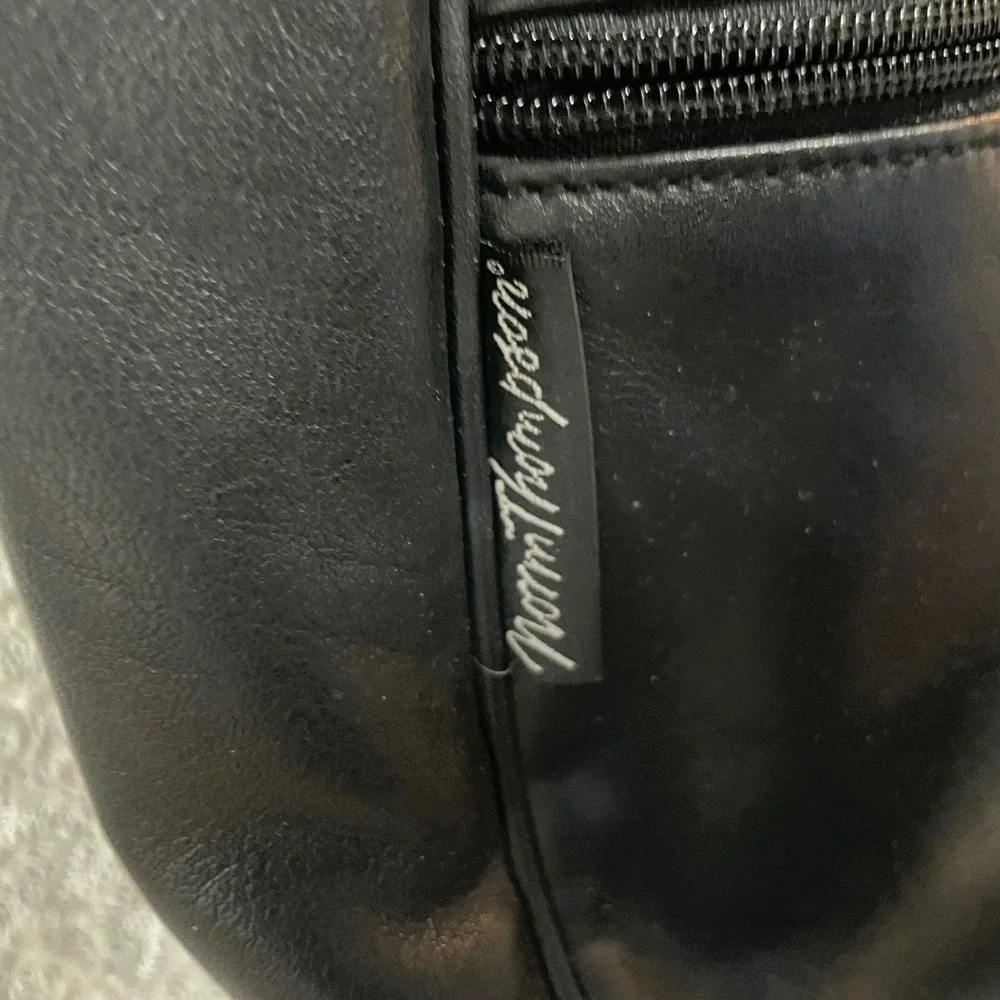 Norm Thompson Black Leather Sling Backpack Teardrop Travel Bag Mens Womens